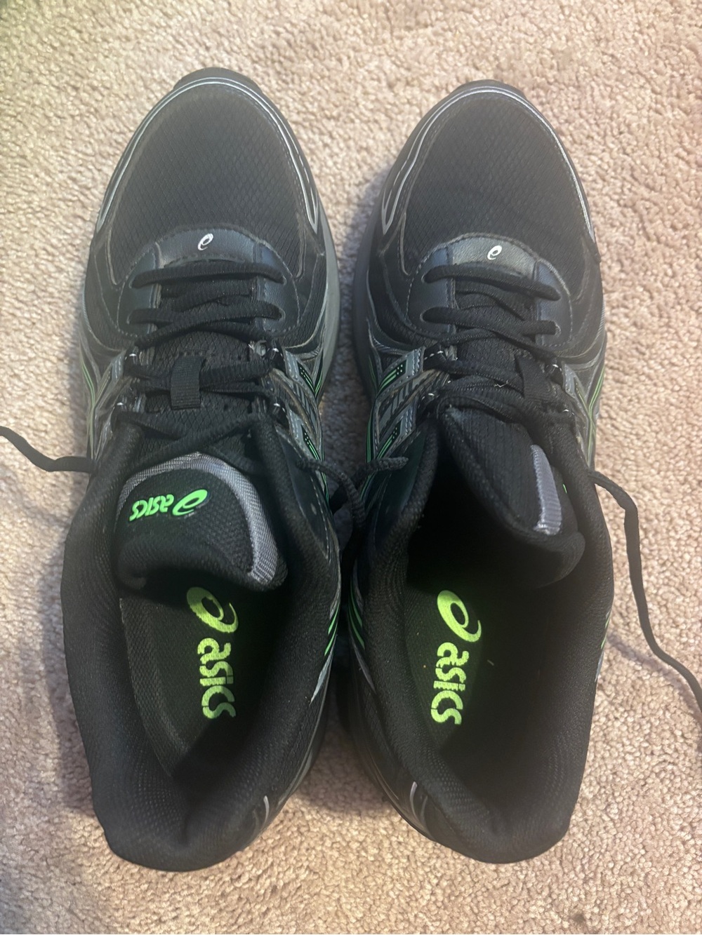 ASICS Black Running Sneakers with Neon Green Logo